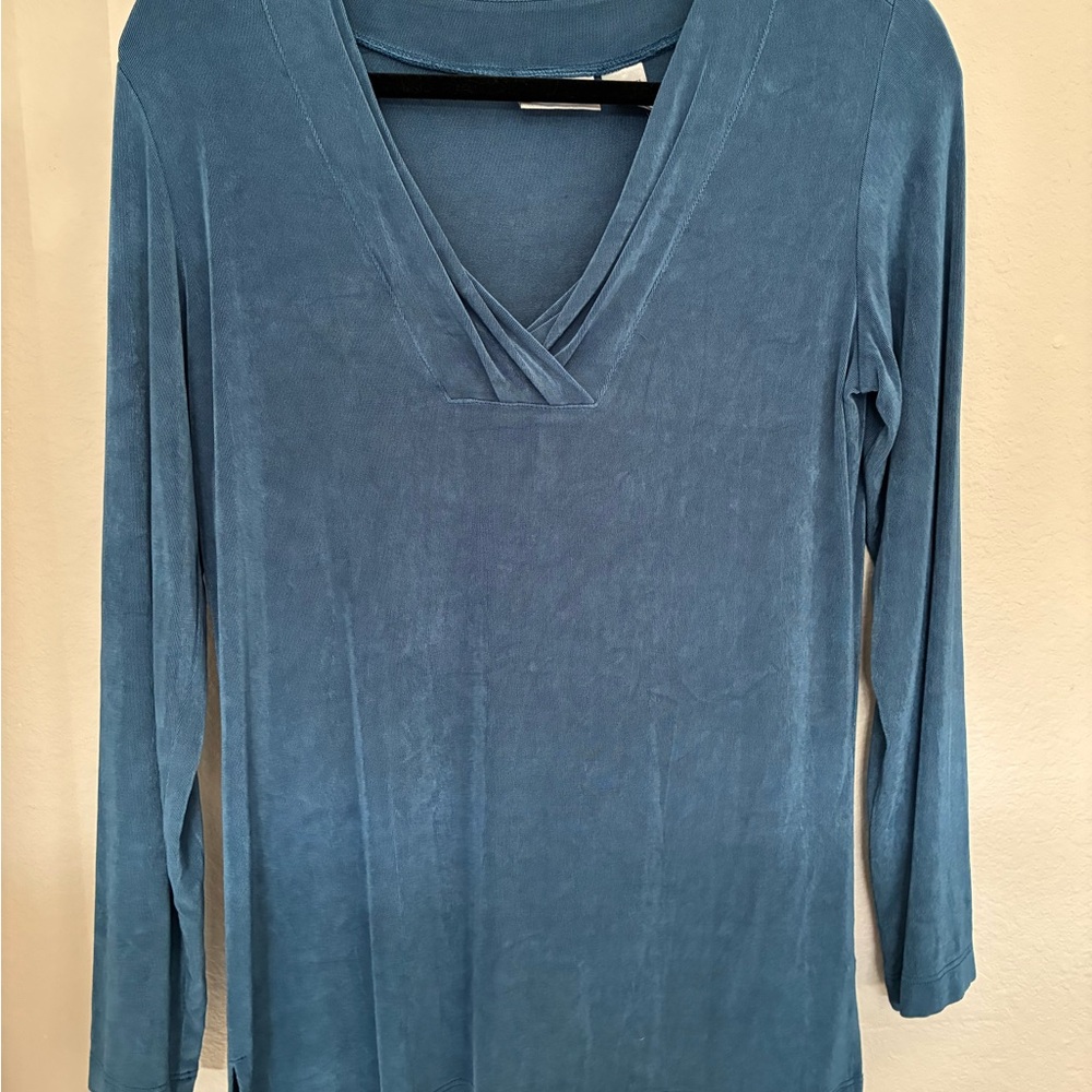 Chico's Teal V-Neck Long-Sleeve Top